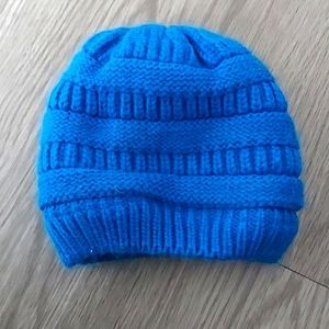 Warm fuzzy winter hat blue